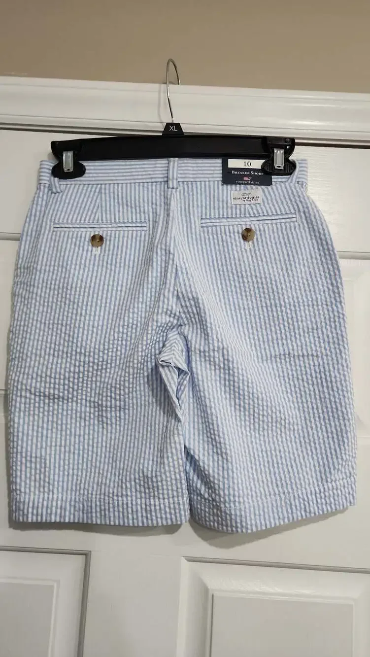 Vineyard Vines Boys Seersucker Breaker Shorts Size 10 Ocean Breeze